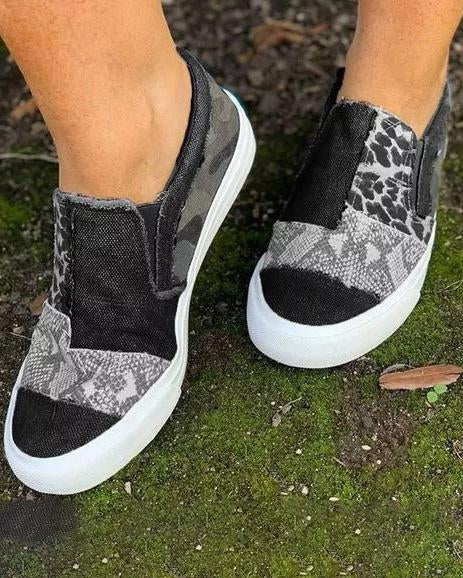 Quinny | Zapatos de lona con estampado de leopardo estilo informal
