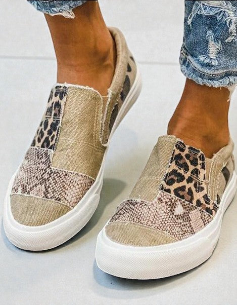 Quinny | Zapatos de lona con estampado de leopardo estilo informal