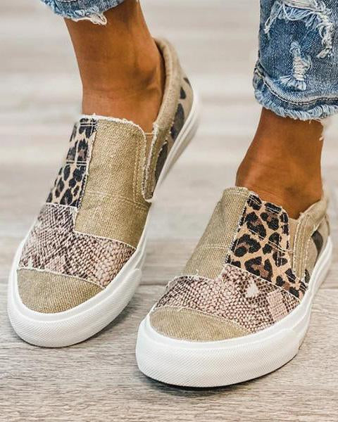Quinny | Zapatos de lona con estampado de leopardo estilo informal